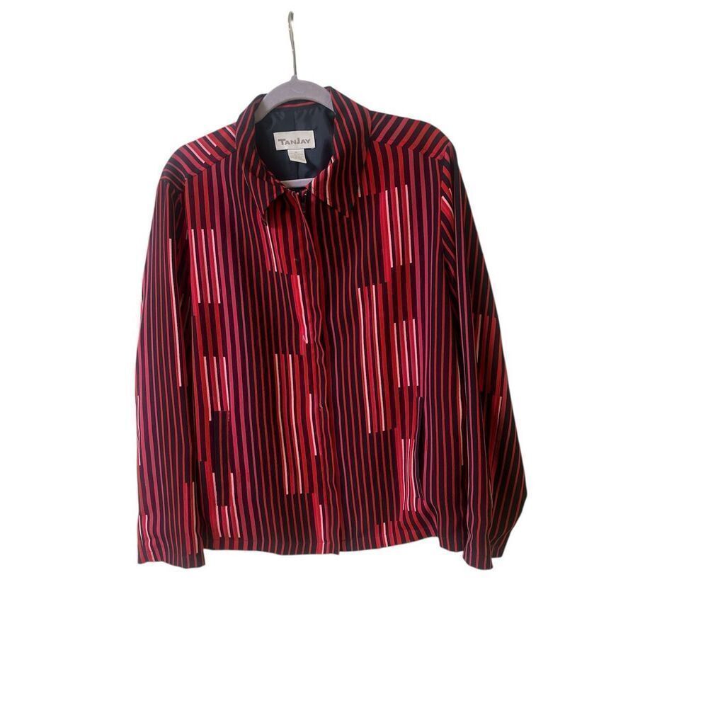 Tan Jay zippered front jacket striped size 14